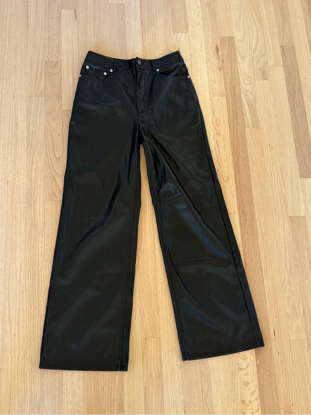 Urban Outfitters Black Faux Leather Wide-Leg Pants